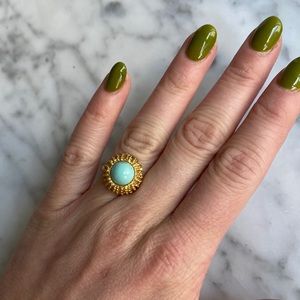 Gold and Turquoise Adjustable Boho Ring